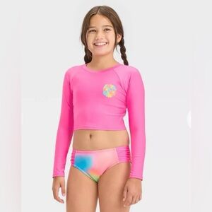 Cat & Jack / NWT/ Vibrant Pink Kids Swim Rashguard Set/ size 16-18 KIDS -XXL